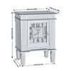 Luxury Silver Side Table w Clock Mirrored Glass Nightstand Furniture Living Room