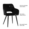 2Pcs Dining Chair Velvet Chair Diamond Seat with Metal Leg Dining Room Black
