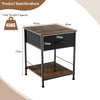 2-tier Nightstand w/ Drawer & Open Shelf End Table Sofa Side Table Living Room