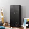 Modern 2 Door 2 Drawer Wardrobe with Shelf Hanging Rail Clothes Storage Cupboard