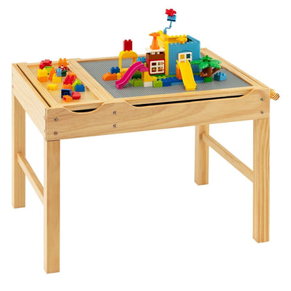 2-in-1 Kids Activity Table Wooden Children Activity Table W/ Reversible Tabletop