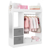 White Kids Wardrobe Clothes Hanging Drawer Toy Storage Shelf Cabinet Furniture
