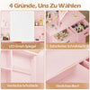 Dressing Table with LED Mirror 2 Drawers 4 Open Shelves Vanity Table Pink