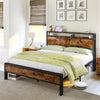 Double Bed Frame Industrial Metal Platform Bed with Headboard and Footboard Orog