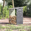 Metal Steel Outdoor Garden Shed Tools Log Wood Firewood Storage Rack Gable Roof