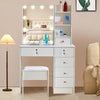 Hollywood White Makeup Dressing Table Stool Set Dresser Desk Mirror 10 LED Bulbs