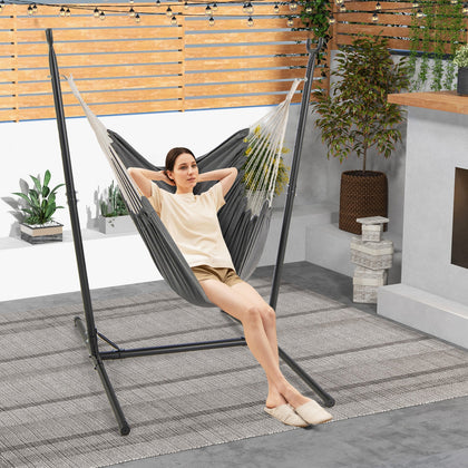 6 Level Adjustable Hammock Chair w/ Stand Sturdy Swing Chair Dark Grey