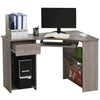L-Shaped Corner Computer Desk w/ 2 Shelves Wide Worktop Keyboard Tray Grey