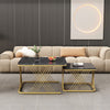 Square Nesting Coffee Table Set of 2, Stacking End Side Table with Metal Frame