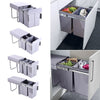 Kitchen Waste Pull Out Bin 3 Recycling Trash Cans Cabinet Integrated Grey 30/40L