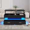 LED COFFEE TABLE WITH LIFT TOP AND STORAGE DRAWERS LIVING ROOM FURNITURE BLACK