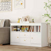 Playroom Wooden Children Bookshelf Storage Chest w/ Open Shelf-White