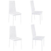 120cm Dining Table With 4/6 Chairs Set Glass Top Faux Leather Home Kitchen White