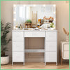 YAMISSI Vanity Dressing Makeup Table Set With LED Light Mirror Storage 7 Drawers
