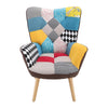 Linen Fireside Armchair High Back Leisure Sofa Tub Accent Chair with Wooden Legs