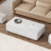 Coffee Table with Drawers Push-Pull Storage High Gloss White for Living Room