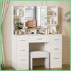 7 Drawers Vanity Makeup Table with Stool and Dresser Desk 10 LED Lighted Mirror
