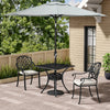 3Pcs Black Cast Aluminium Square Garden Table and Chairs Outdoor Dining Set UK