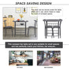 3 Pcs Compact Dining Room Set Kitchen Breakfast Bar Table with Storage Shelf
