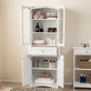 160cm Tall Bathroom Storage Cabinet Freestanding Linen Cabinet w/ 2 Doors White