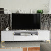 200cm TV Unit – Fluted Fronts, 2 Doors, Drawer, Gold Legs & Handles, Modern Luxe