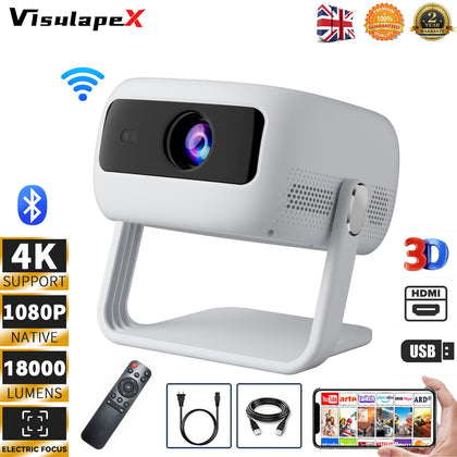 4K Projector 18000LMS 1080P 3D 5G WiFi Bluetooth Video Home Theater 230