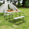 3 Piece Folding Picnic Table and Bench Set with Handle, Light Grey