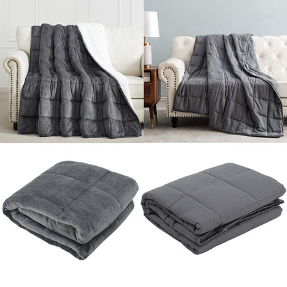 7.7lb-25lb Heavy Cotton/Sherpa Fleece Blanket Bed Sofa Throw Weighted Blanket UK