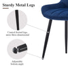 2pcs Dining Chairs Set Blue Velvet Padded Seat Back Dining Room Kitchen Chair
