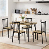 Dining Table and Chairs Set 4 Kitchen Table and 4 Chairs with Backrest, Brown