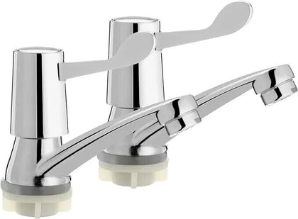 1 PAIR BATHROOM LEVER BASIN SINK TAPS 1/4 TURN CHROME PAIR HOT & COLD FAUCET SET