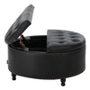 Round Storage Ottoman Stool Seat Upholstered Coffee Table for Living Bedroom