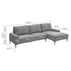 Scandinavia Style Corner Sofa 3 Seater L-Shape Sofa - Right Hand Chaise Lounger