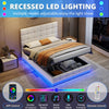 Ottoman Double Bed Frame 4FT6 LED Faux Leather Storage Bed Frame With Headboard
