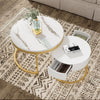 Nest of Tables Set of 2 Round Coffee Tables With Drawer Side Tables Living Room