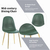 2x Green PU Leather Dining Chairs Golden Legs&Round Clear Glass Dining Table Set
