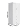 2 Door Wardrobe Double Wardrobe with 3 Drawers Storage Closet with Hanging Rail