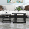 2Pcs Nesting Coffee Tables Set Square Stacking Side Tables Marble-Look White