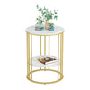 Gold Round Marble Coffee Table Entryway Side Accent Table Photo Vase Nightstand