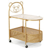 Sofa Side Table 2-Tier Center Table Sofa Side Table on Lockable Wheels-Golden