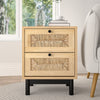 2 Straw Woven Drawer Bedside Table Chest of Drawers Storage Cabinet Furniture