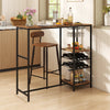 Bar Table Dining Table with Storage Shelves Wine Racks Brown