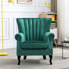 Emerald Green Padded Velvet Armchair Queen Anne Sofa Tub Chair Shell Back Rivet
