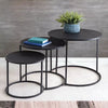 Set Of 3 Round Table Wooden Top Nest of 3 Tables Coffee Table Side Table Black