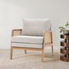 Rattan Armchair Mid-Century Modern Solid Wood Frame Accent Tub Chair Upholstered