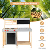 Outdoor Kid's Mud Kitchen Set Wooden Kid's Play Kitchen w/ Water Box
