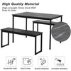 Dining Table and Chairs Set Wood Marble Effects Table Dining Set 2 Bench Seats