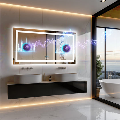 1200x600mm Bathroom Mirror LED Lights Large Illuminated Mirror Bluetooth