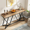 55 Inch Industrial Console Table, Wooden Entryway Sofa Table with Metal Base