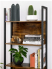 Tall 5 Tier Rustic Bookcase Slim Industrial Bookshelf Storage Unit Display Shelf